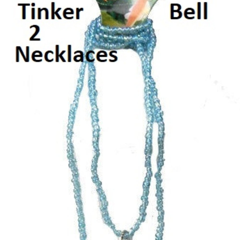Disney Tinkerbell necklace blue bead ab 2 pcs NWT